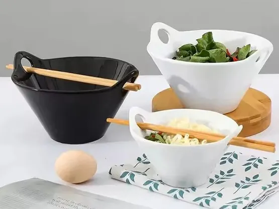 MIDAS Featured Tableware: Double-handle Ceramic Ramen Bowl with Practical Design & Minimalist Aesthetics