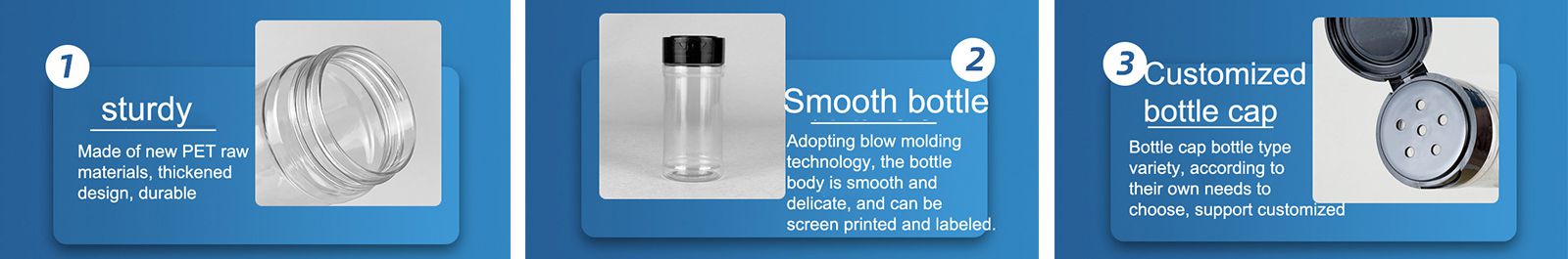 BPA Free Wholesale Plastic Seasoning Jars for Spices Custom Packaging Plastic Spice Bottles With Black Cap