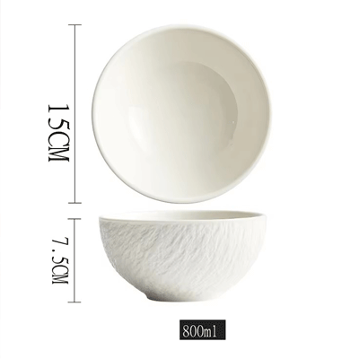 Creative Mocha rock grain white black underglaze home kitchen rice soup serving ceramic bowl