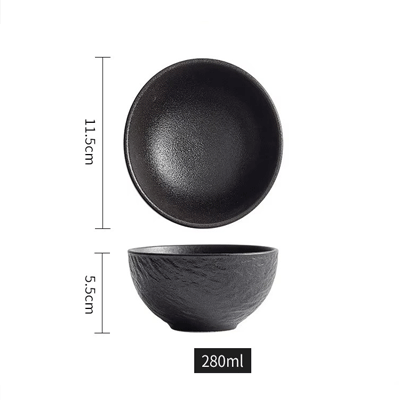 Creative Mocha rock grain white black underglaze home kitchen rice soup serving ceramic bowl