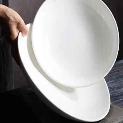 Custom large white ceramic bowl home hotel restaurant 10 inch 12 inch western porcelain soup bowl