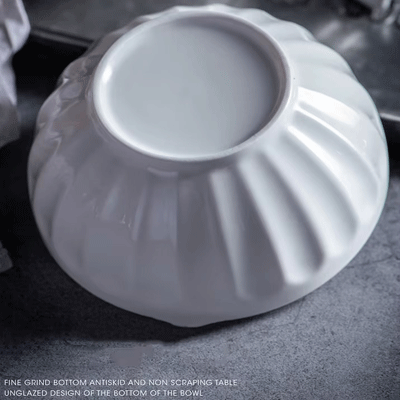 Custom logo hotel restaurant white round porcelain dinner rice salad soup ceramic bowl