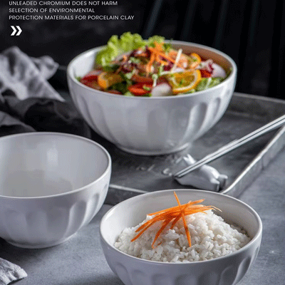 Custom logo hotel restaurant white round porcelain dinner rice salad soup ceramic bowl