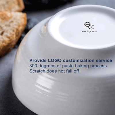 Custom logo western food hotel supplies 5.56.57.5inch porcelain ramen soup salad ceramic bowl