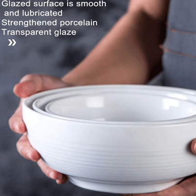 Custom logo western food hotel supplies 5.56.57.5inch porcelain ramen soup salad ceramic bowl