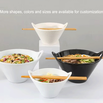 Deep pho bowl porcelain ramen noodle bowl chopstick and spoon custom ceramic ramen bowl noodle