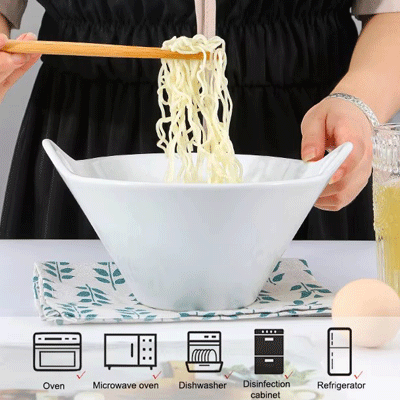 Deep pho bowl porcelain ramen noodle bowl chopstick and spoon custom ceramic ramen bowl noodle