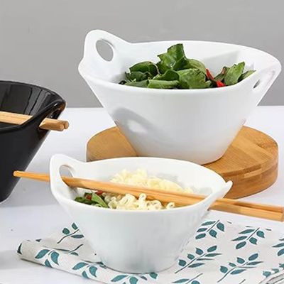 Deep pho bowl porcelain ramen noodle bowl chopstick and spoon custom ceramic ramen bowl noodle