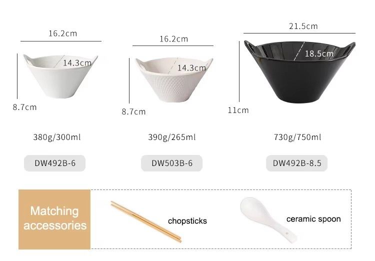Deep pho bowl porcelain ramen noodle bowl chopstick and spoon custom ceramic ramen bowl noodle
