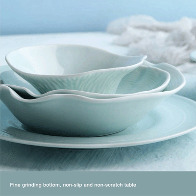 French Simple Ceramic Dinnerware Set Wholesale Pure Color Porcelain Straw Hat Plates and Bowls Set