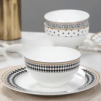 High grade bone china bowls set custom kitchen rice soup 4.5inch 6inch 7inch serving ceramic bowl