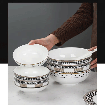 High grade bone china bowls set custom kitchen rice soup 4.5inch 6inch 7inch serving ceramic bowl