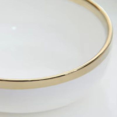 Simple style dinnerware set gold rim soup bowls ceramic white porcelain rice bowls