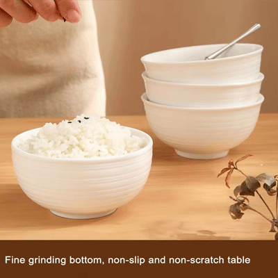 Simple white ceramic rice soup bowl hotel restaurant tableware underglaze bowl set