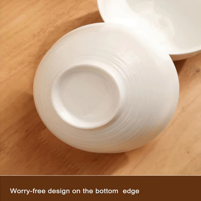 Simple white ceramic rice soup bowl hotel restaurant tableware underglaze bowl set