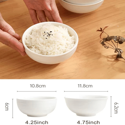 Simple white ceramic rice soup bowl hotel restaurant tableware underglaze bowl set