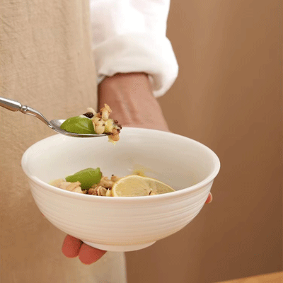 Simple white ceramic rice soup bowl hotel restaurant tableware underglaze bowl set