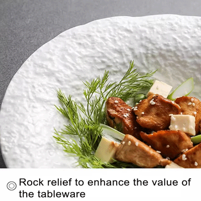 Stoneware soup plate custom logo rocky ceramic salad bowl white restaurant dinnerware