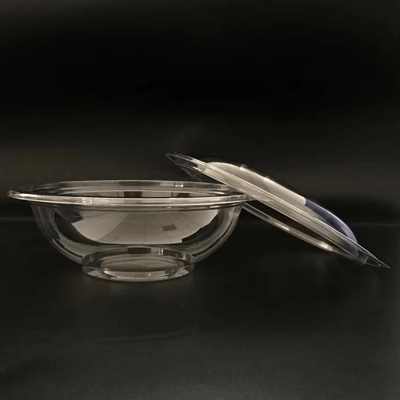 Transparent eco-friendly 770ml disposable plastic pet salad bowl with plastic lid