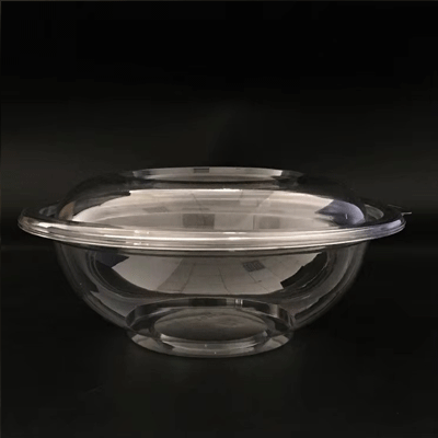 Transparent eco-friendly 770ml disposable plastic pet salad bowl with plastic lid