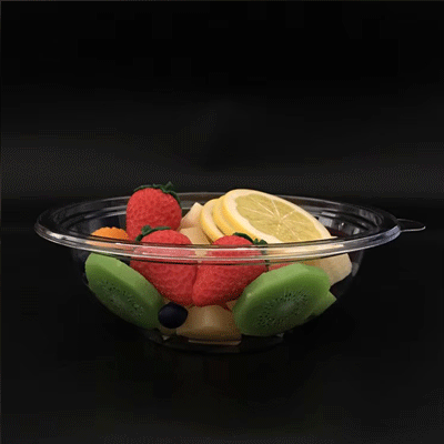 Transparent eco-friendly 770ml disposable plastic pet salad bowl with plastic lid
