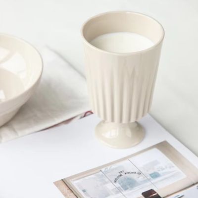 Creative ceramic water cup embossed goblet ceramic ice cream cup home cocktail cup