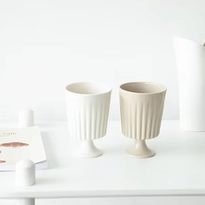 Creative ceramic water cup embossed goblet ceramic ice cream cup home cocktail cup