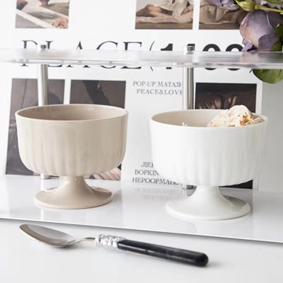 Creative ceramic water cup embossed goblet ceramic ice cream cup home cocktail cup