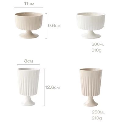 Creative ceramic water cup embossed goblet ceramic ice cream cup home cocktail cup