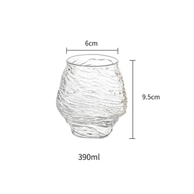 Handmade Exquisite 390ml Borosilicate Glass Whiskey Liqueur Cup Hand Blown Dinner Set for Business Gifts Wholesale
