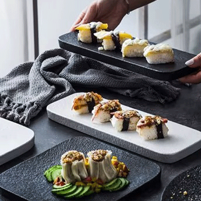 Ceramic plates dish set frosted stone texture lunch dessert salad pasta steak serving plate restaurant