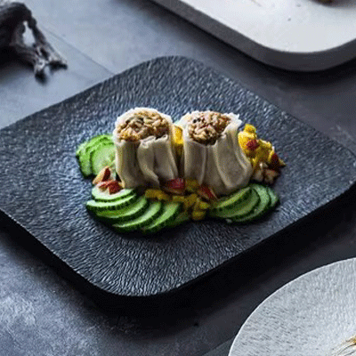 Ceramic plates dish set frosted stone texture lunch dessert salad pasta steak serving plate restaurant