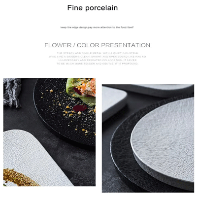 Ceramic plates dish set frosted stone texture lunch dessert salad pasta steak serving plate restaurant