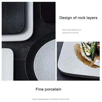 Ceramic plates dish set frosted stone texture lunch dessert salad pasta steak serving plate restaurant