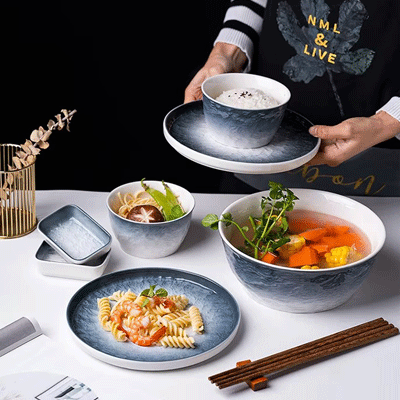 Creative dinnerware dish ceramic bowl and plate set soho color glazed stoneware dinnerware sets