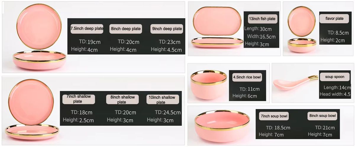 Custom restaurant hotel fine pink dinner plate bowl sets china ceramic porcelain dinnerware tableware sets