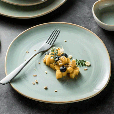 Dinner set plate ceramic porcelain bowl mug coffee cup saucer luxury light gradient green 18