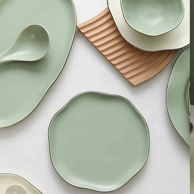 European style luxury porcelain gold tableware bowl set dish plate ceramic dinnerware set for restaurant