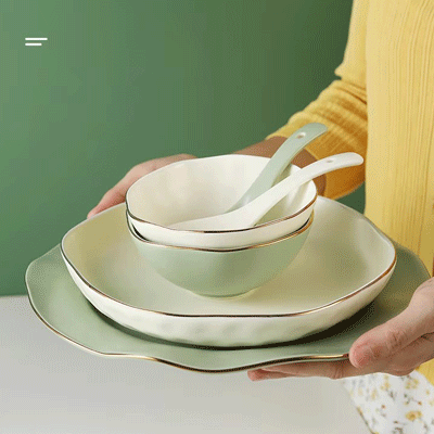 European style luxury porcelain gold tableware bowl set dish plate ceramic dinnerware set for restaurant