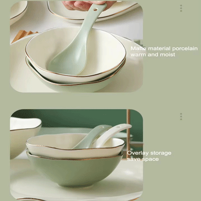 European style luxury porcelain gold tableware bowl set dish plate ceramic dinnerware set for restaurant