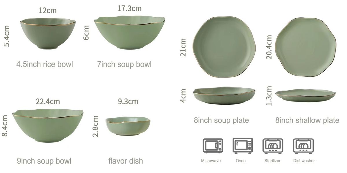 European style luxury porcelain gold tableware bowl set dish plate ceramic dinnerware set for restaurant