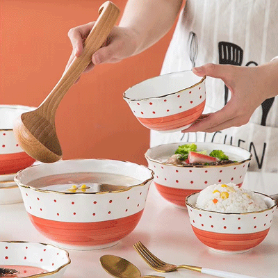 Light luxury stroke gold polka dot ceramics tableware set japanese fiesta ceramic dinnerware