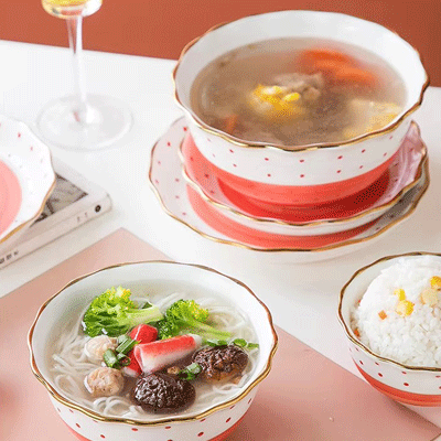 Light luxury stroke gold polka dot ceramics tableware set japanese fiesta ceramic dinnerware