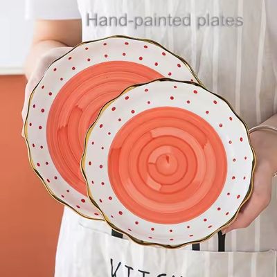 Light luxury stroke gold polka dot ceramics tableware set japanese fiesta ceramic dinnerware