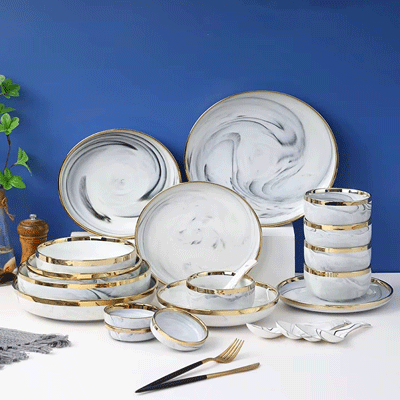 Nordic marble gold rim ceramic rustic everyday dishes nz glazed porcelain vs ceramic dinnerware