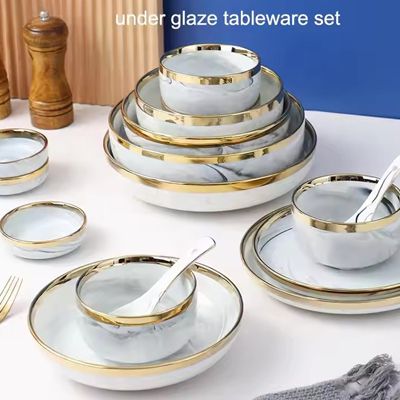 Nordic marble gold rim ceramic rustic everyday dishes nz glazed porcelain vs ceramic dinnerware