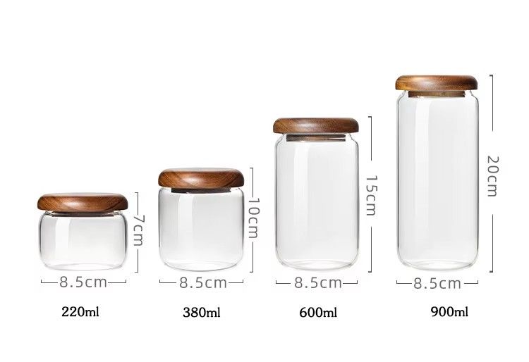 Top Grade high borosilicate glass storage jar with bamboo lid