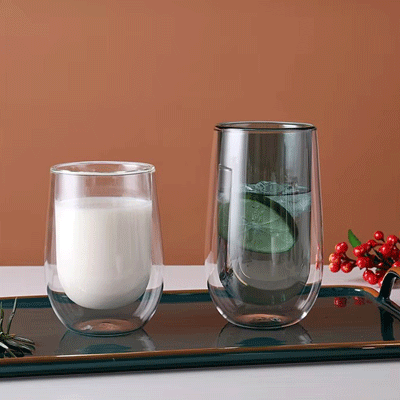Eco-friendly Double Wall Colored Glass Cup With High Borosilicate Glass