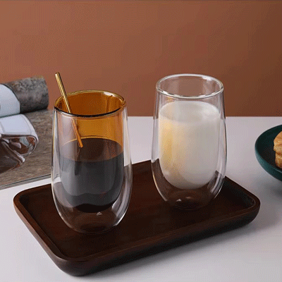 Eco-friendly Double Wall Colored Glass Cup With High Borosilicate Glass