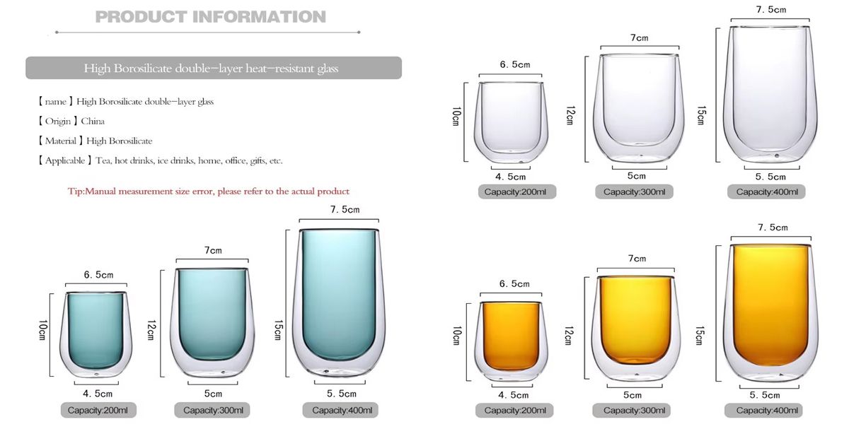 Eco-friendly Double Wall Colored Glass Cup With High Borosilicate Glass